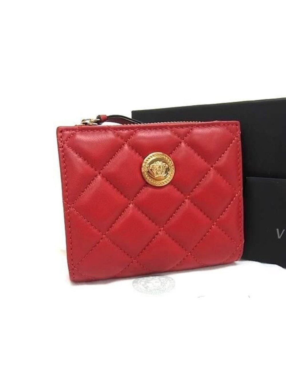 Versace Bifold Wallet Medusa Red Leather
